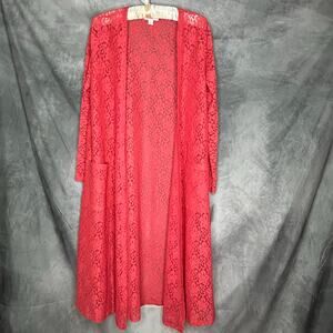 NEW Lularoe Duster Cardigan Sweater Women S Runs Large Lace "Sarah" Dark Peach